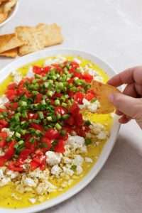 Mediterranean Feta Dip with Tomatoes (5 Ingredients)