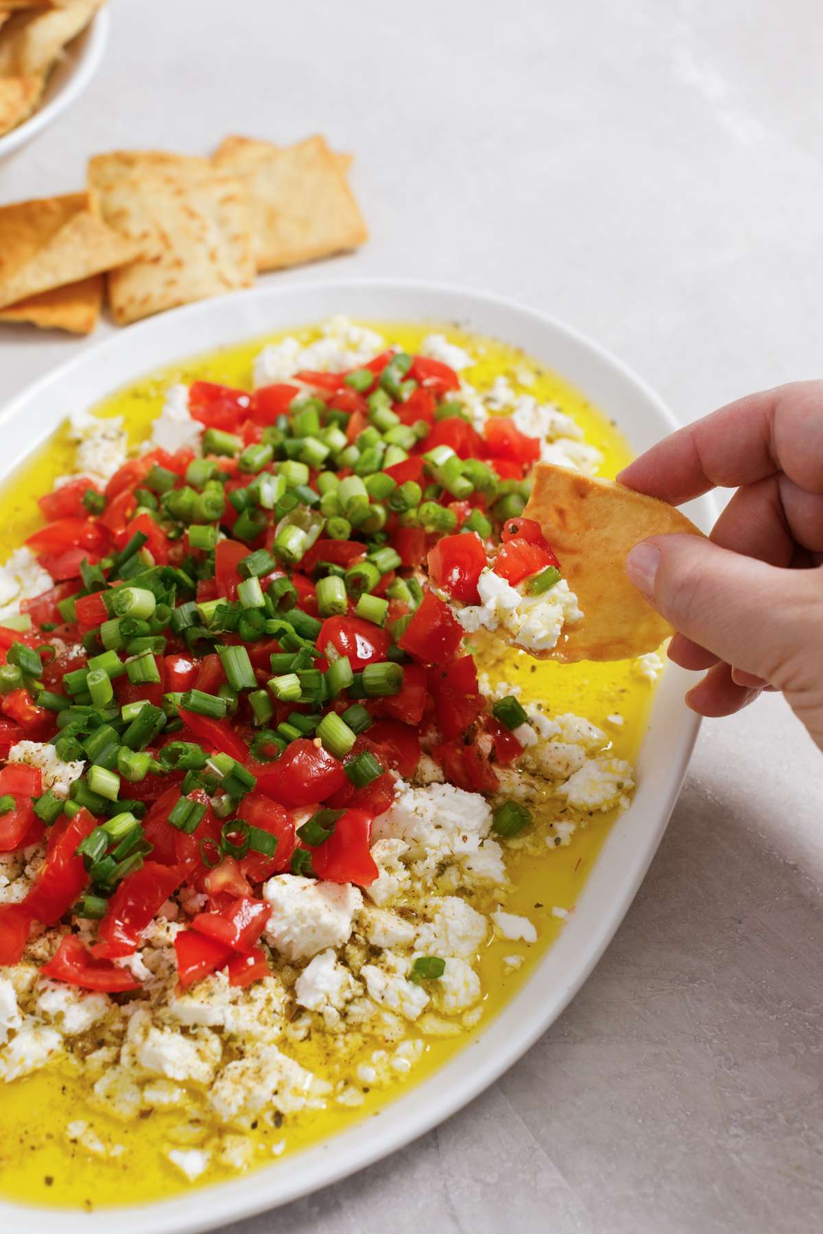 Mediterranean Feta Dip with Tomatoes (5 Ingredients)