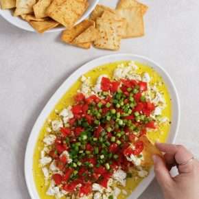 Mediterranean Feta Dip with Tomatoes (5 Ingredients)