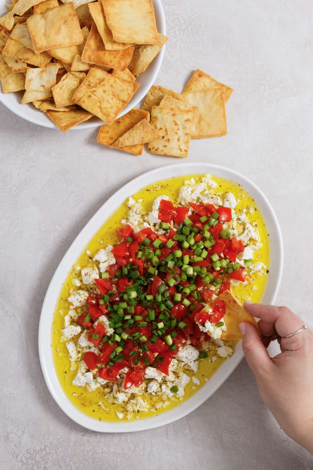 Mediterranean Feta Dip with Tomatoes (5 Ingredients)