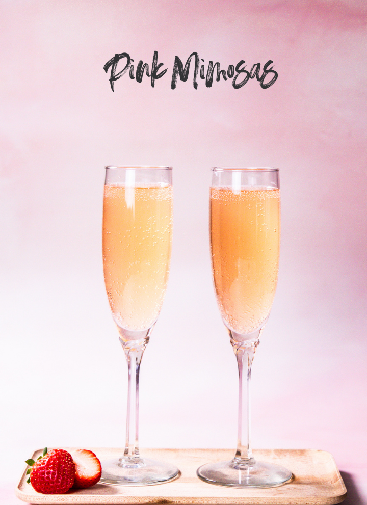 2 Pink mimosas in glasses