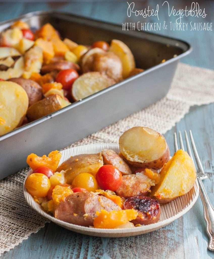 Roasted-vegetables-and-chicken-sausage