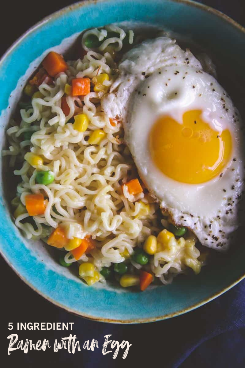 Ramen with an egg in a bowl