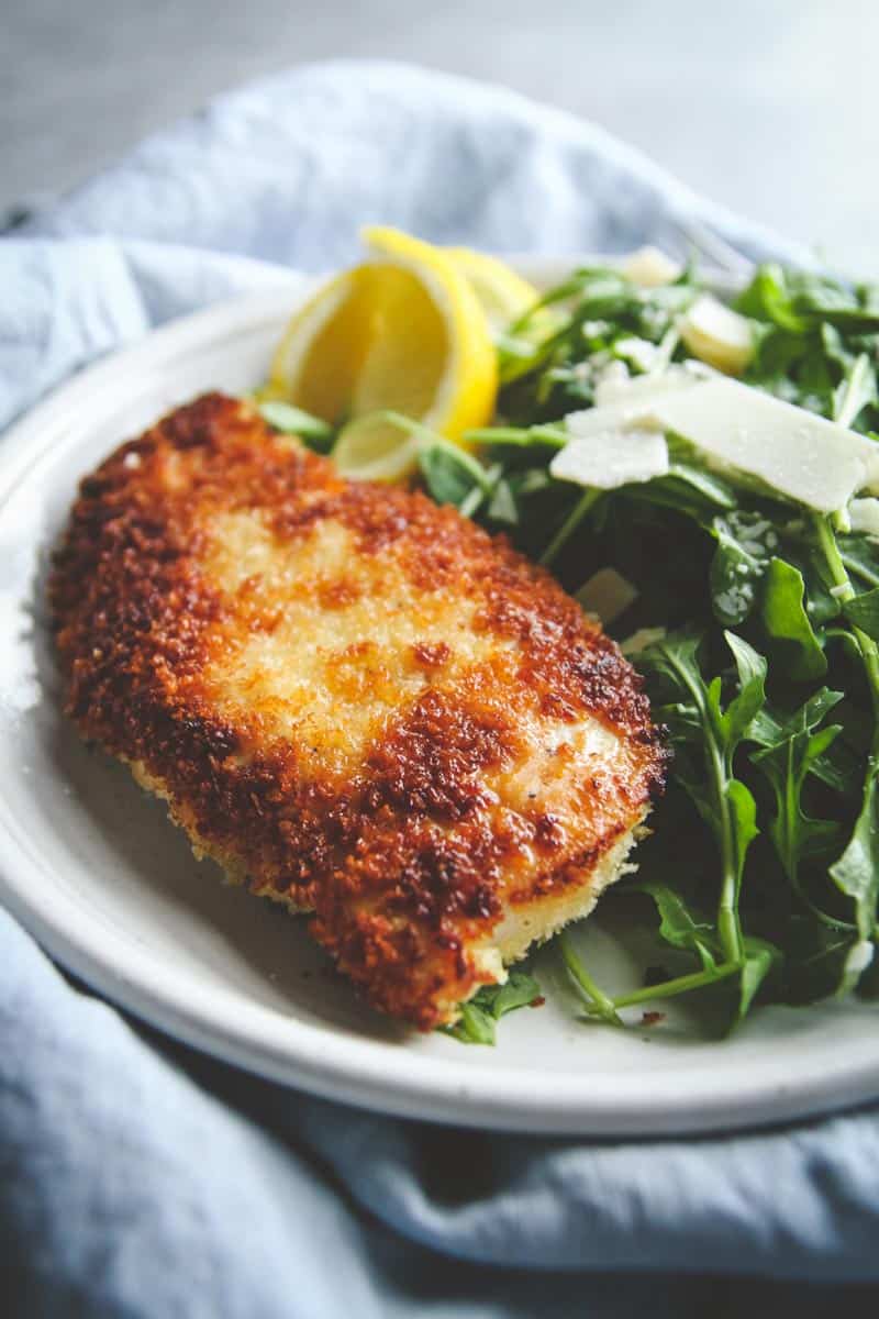 Crispy chicken to pair with an arugula salad