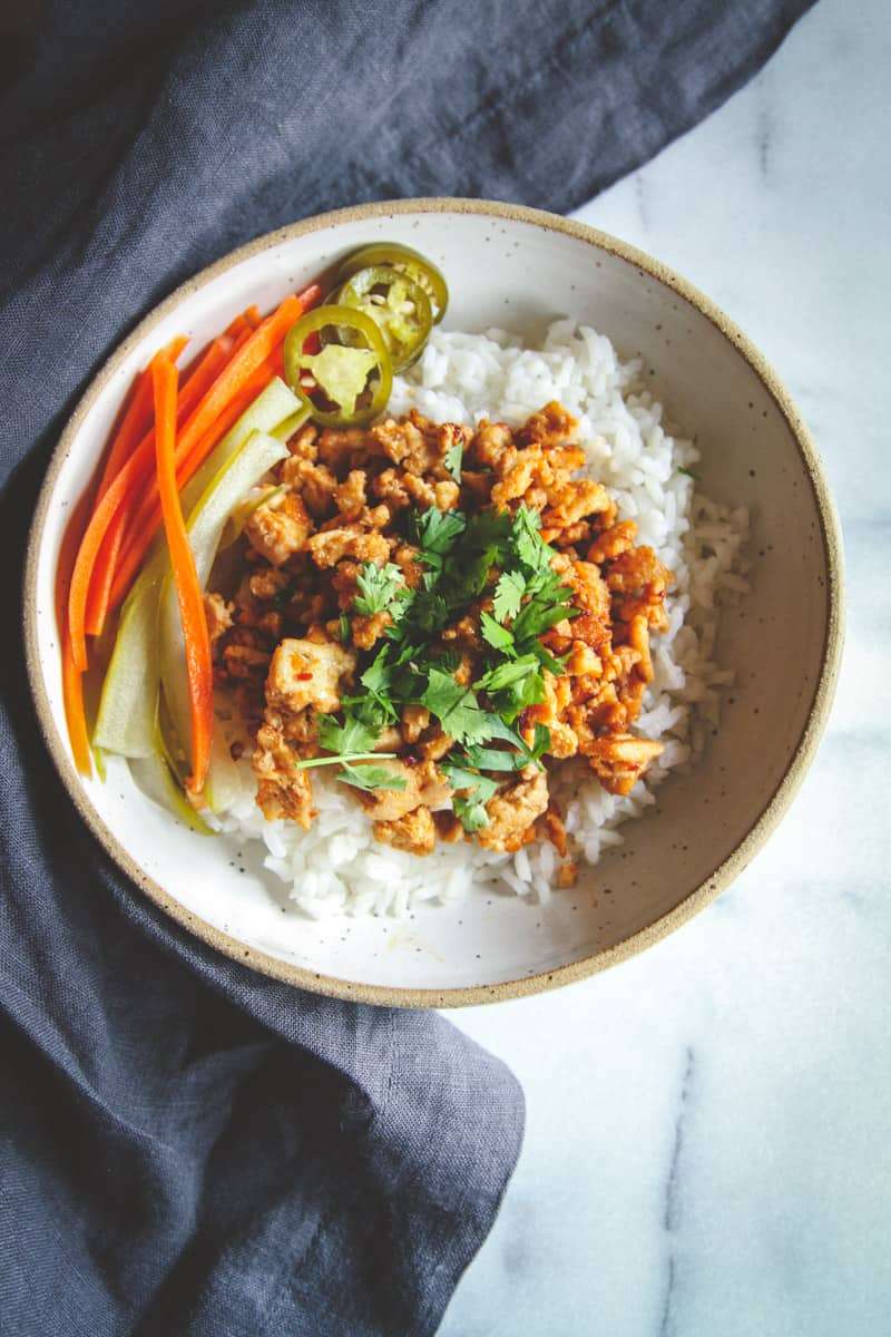 asian ground turkey and rice bowls recipe - sweetphi