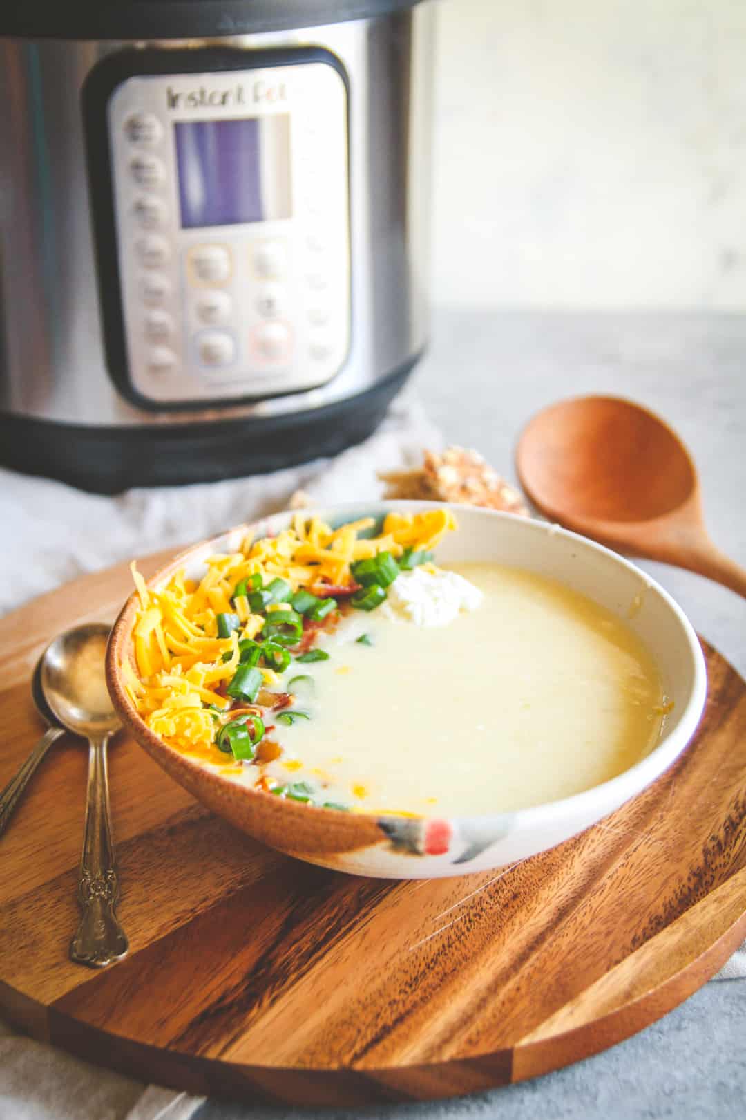 The Best Healthy Instant Pot Baked Potato Soup Recipe Sweetphi