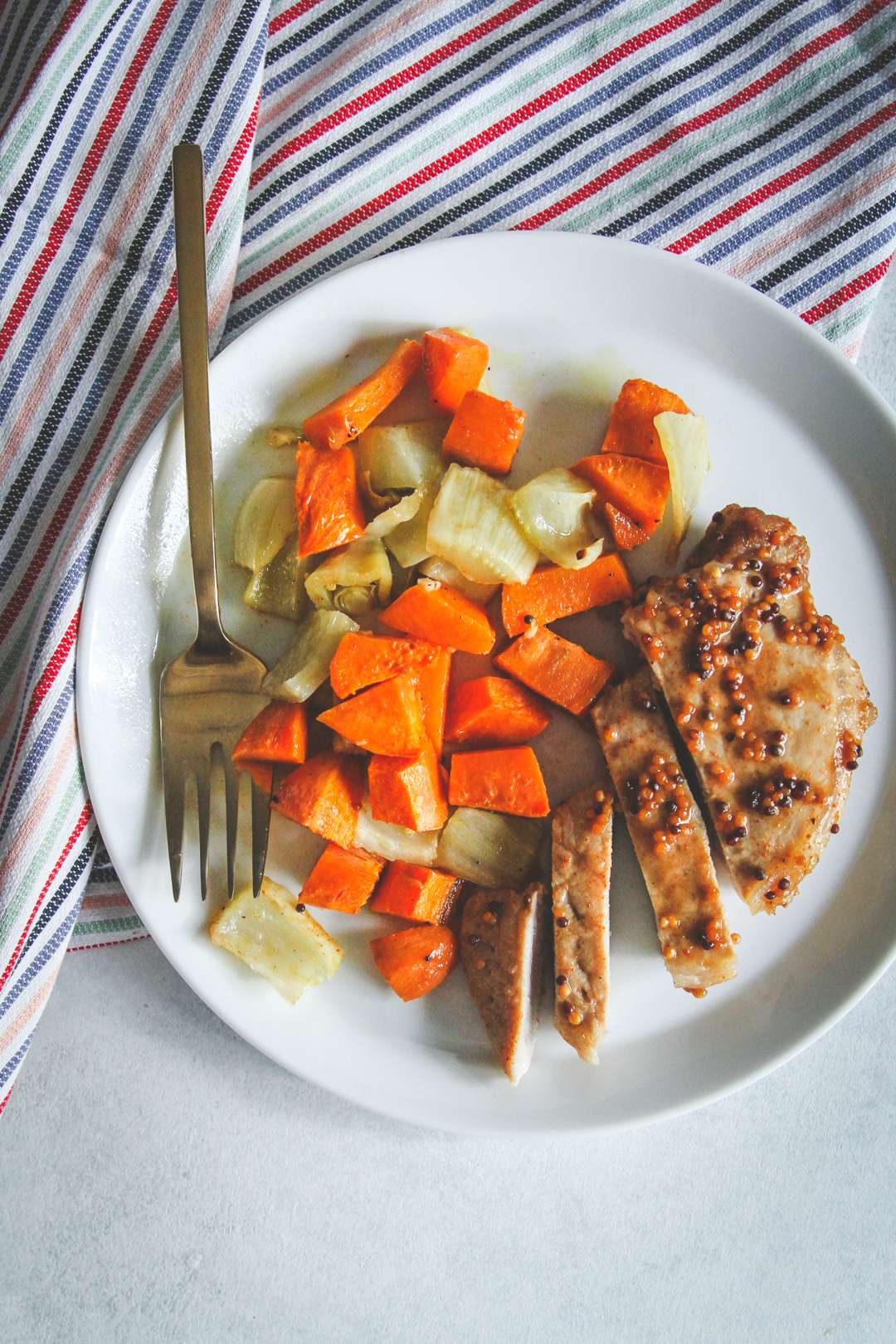 Sheet Pan Pork Chops Sweet Potato and Fennel Dinner - Sweetphi