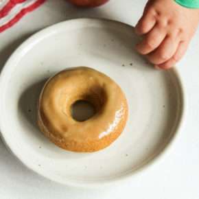 Healthy apple cider donuts with a tahini maple glaze