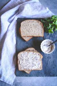 Maple mustard mayo spread on wheat bread