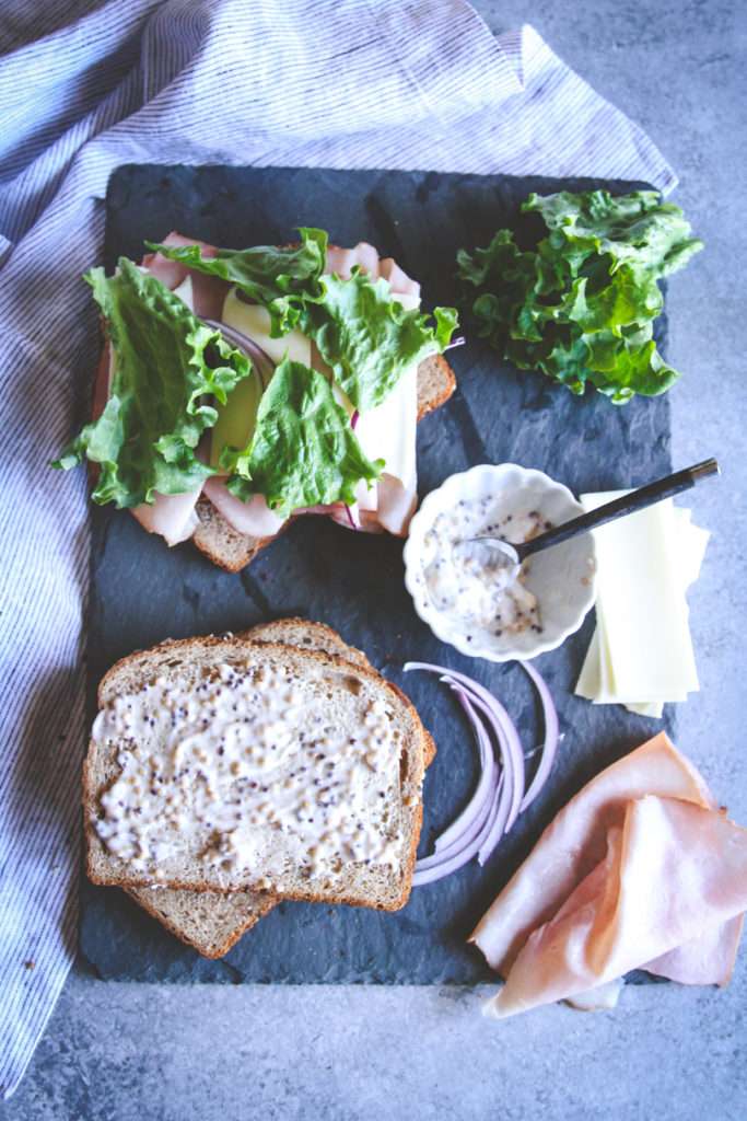 Ham & Swiss Sandwich with Maple Mustard Mayo - Sweetphi