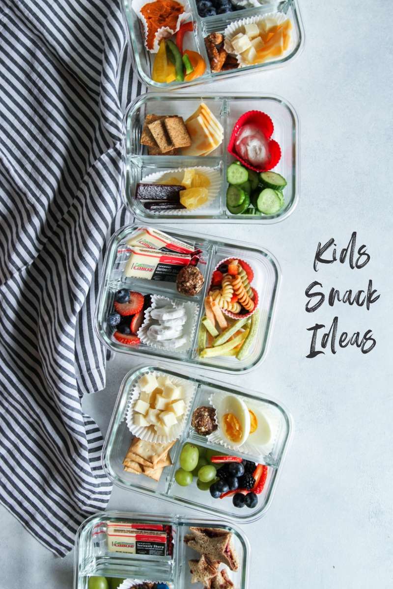 Meal prep containers filled with snacks for kids