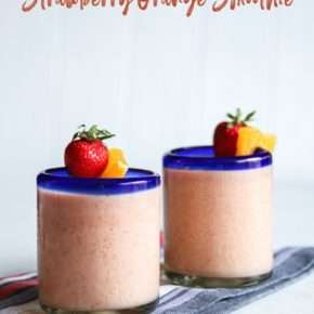 Strawberry orange protein smoothie, smoothie made with greek yogurt, strawberry orange smoothie, smoothie recipe, easy smoothie recipe