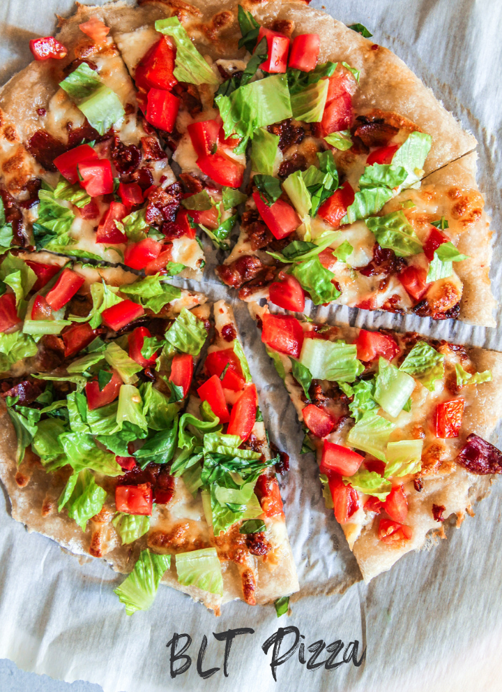 sliced BLT pizza