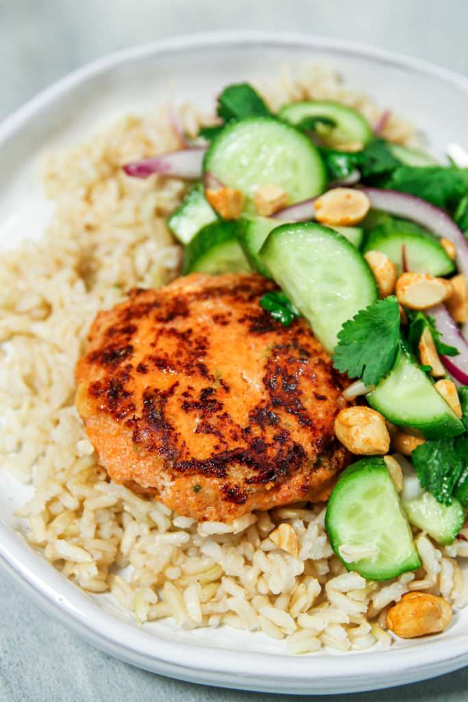 Thai shrimp cakes with cucumber salad recipe from skinnytaste meal prep cookbook
