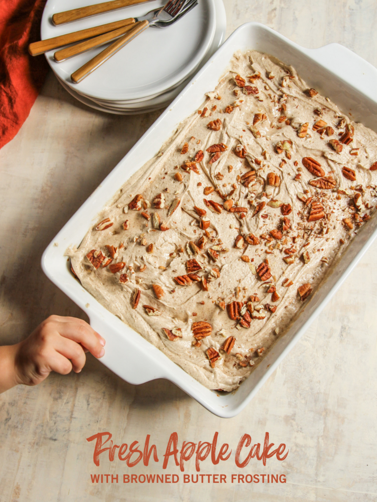 Fresh Apple Cake Recipe (with Browned Butter Frosting)