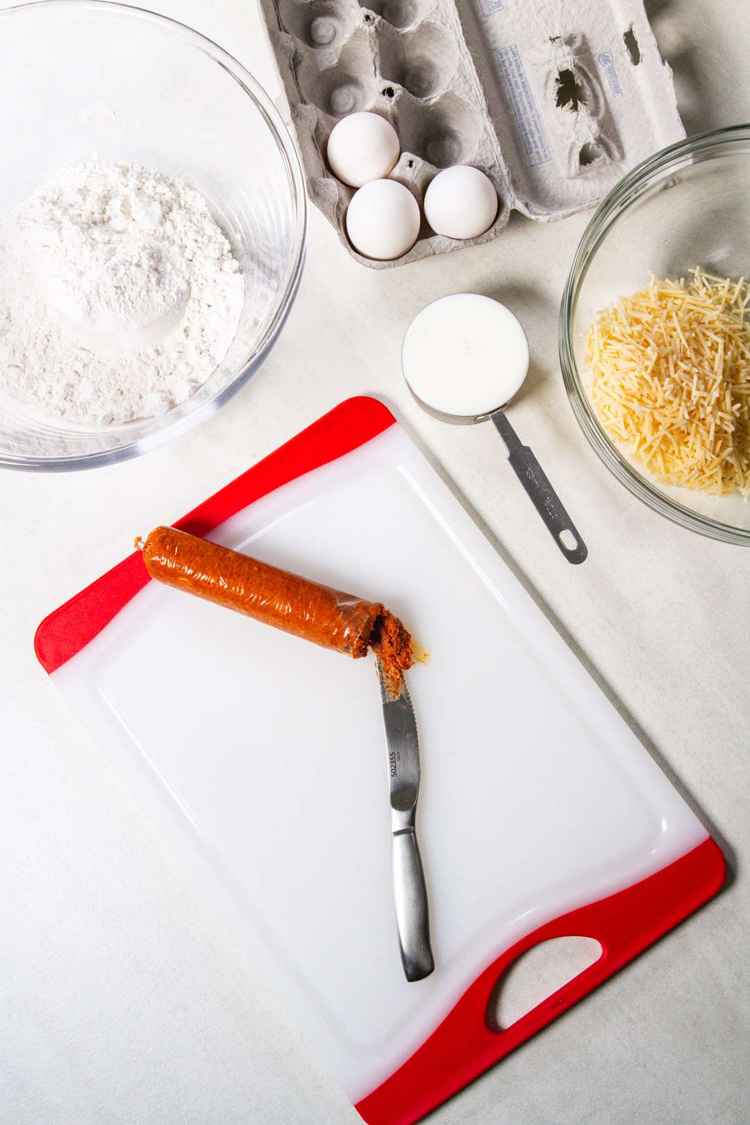 Ingredients for parmesan chorizo muffins