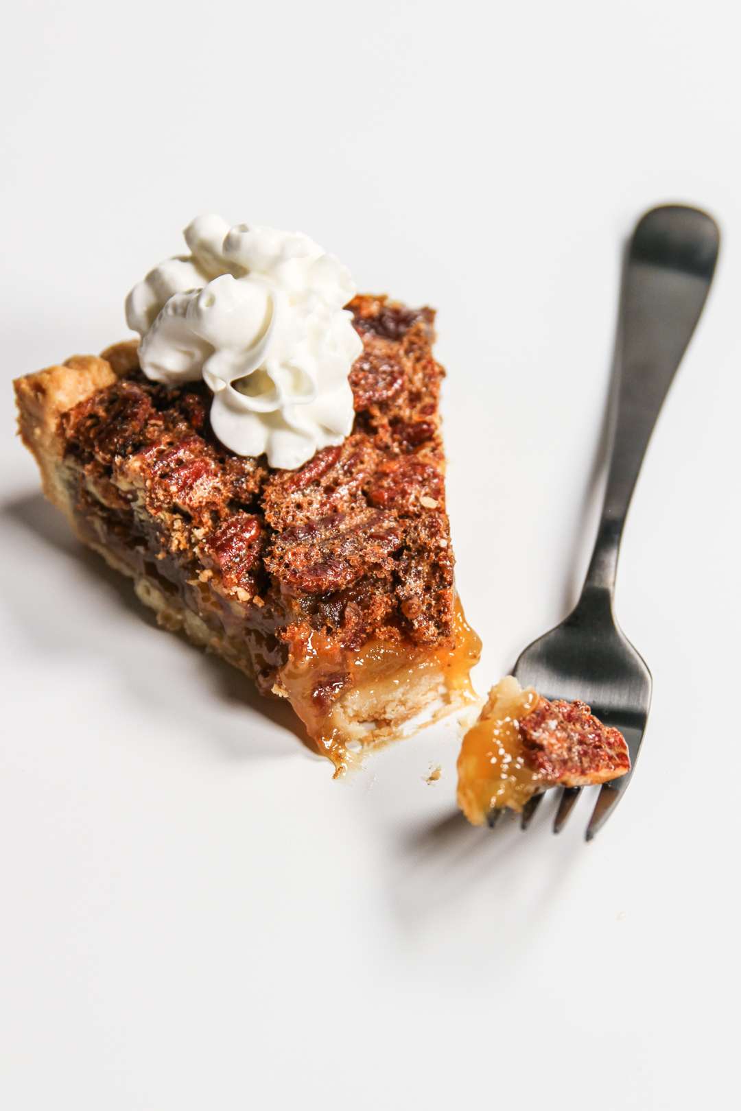 Bite out of piece of pie