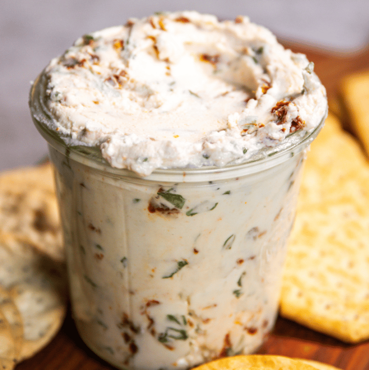 5 Ingredient Goat Cheese Spread with Sun-dried Tomato and Basil - Sweetphi