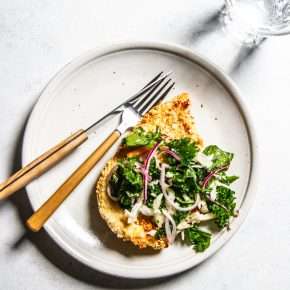 Chicken schnitzel with cabbage kale apple slaw