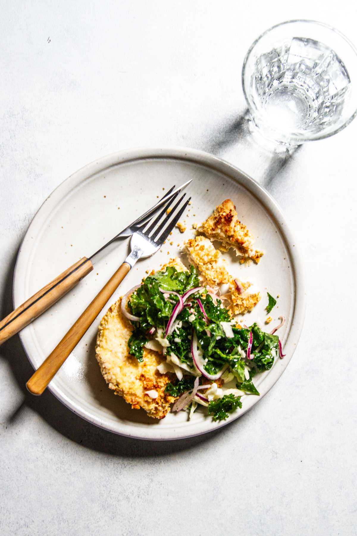 Chicken schnitzel with cabbage kale apple slaw