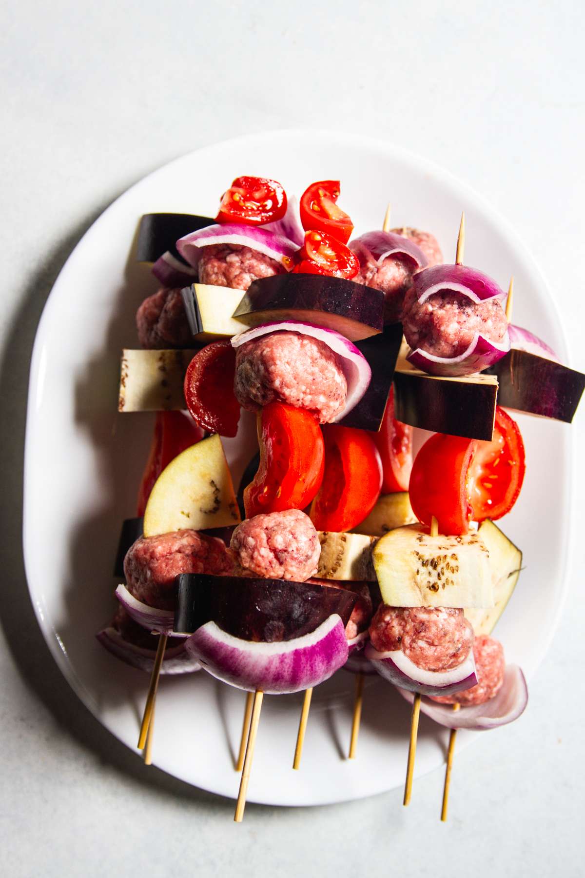 Lamb Meatball and Eggplant Skewers Recipe - Sweetphi